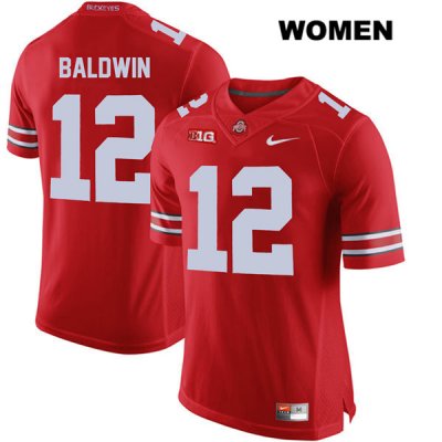 Women's NCAA Ohio State Buckeyes Matthew Baldwin #12 College Stitched Authentic Nike Red Football Jersey OY20Z40SG